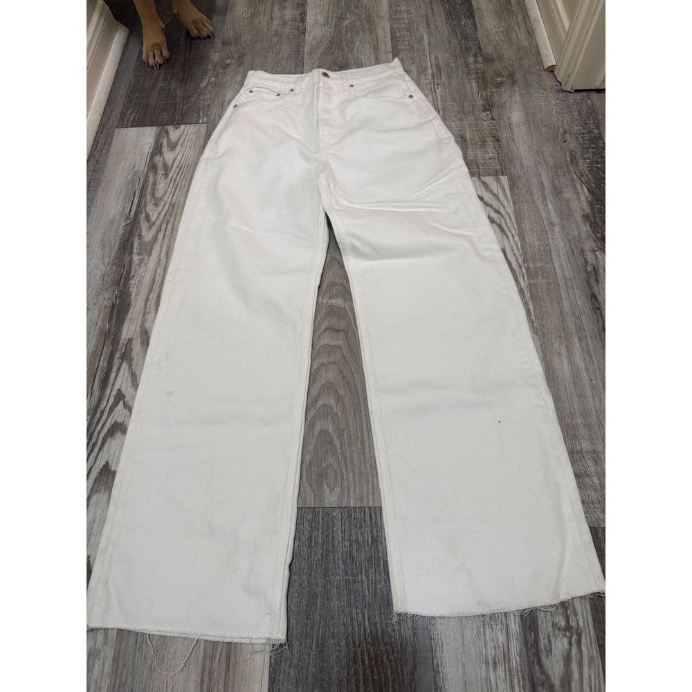 Triarchy White High Rise Wide Leg Organic Cotton Tencel Jeans Size 26 Button Fly
